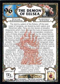 1993 Merlin BattleCards #96 The Demon of Eelsea Back