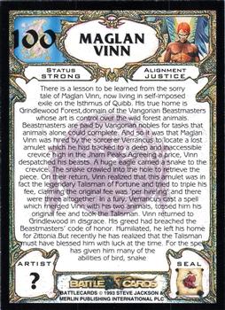 1993 Merlin BattleCards #100 Maglan Vinn Back