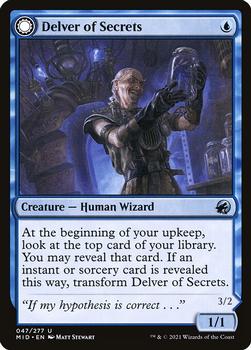2021 Magic The Gathering Innistrad: Midnight Hunt #47 Delver of Secrets // Insectile Aberration Front