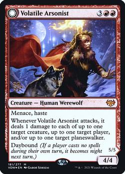 2021 Magic The Gathering Innistrad: Crimson Vow - Date Stamped Promo #181 Volatile Arsonist // Dire-Strain Anarchist Front