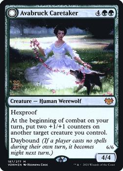 2021 Magic The Gathering Innistrad: Crimson Vow - Date Stamped Promo #187 Avabruck Caretaker // Hollowhenge Huntmaster Front