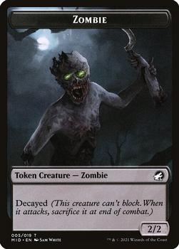 2021 Magic The Gathering Innistrad: Midnight Hunt - Token #005/019 Zombie Front