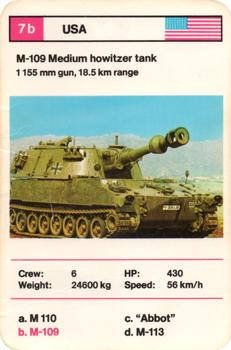 1970-79 Top Trumps Tanks #7b M-109 Medium howitzer tank Front