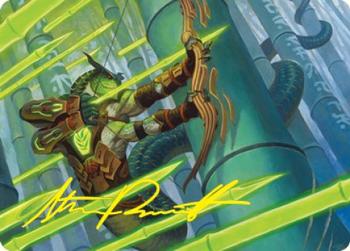 2022 Magic: The Gathering Kamigawa Neon Dynasty - Art Series Gold Stamped Signature #20 Bamboo Grove Archer Front