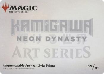 2022 Magic: The Gathering Kamigawa Neon Dynasty - Art Series Gold Stamped Signature #39 Unquenchable Fury Back