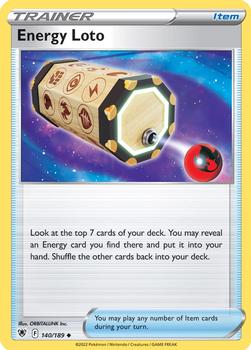 2022 Pokemon Sword & Shield Astral Radiance #140/189 Energy Loto Front