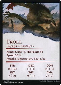 2021 Magic The Gathering Adventures in the Forgotten Realms - Art Series Gold Artist Signature #21 Troll Back