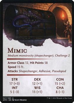 2021 Magic The Gathering Adventures in the Forgotten Realms - Art Series Gold Artist Signature #27 Mimic Back