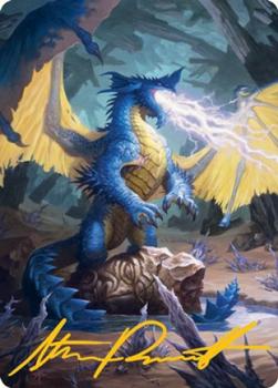 2021 Magic The Gathering Adventures in the Forgotten Realms - Art Series Gold Artist Signature #73 Blue Dragon Front