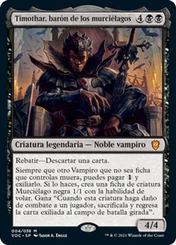 2021 Magic The Gathering Innistrad: Crimson Vow Commander (Spanish) #4 Timothar, barón de los murciélagos Front