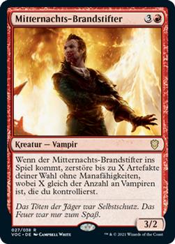 2021 Magic The Gathering Innistrad: Crimson Vow Commander (German) #27 Mitternachts-Brandstifter Front