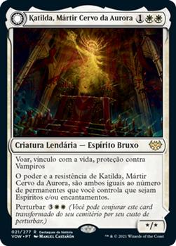2021 Magic The Gathering Innistrad: Crimson Vow  (Portuguese) #21 Katilda, Mártir Cervo da Aurora // Aurora de Katilda Front