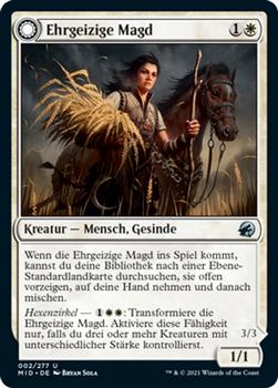 2021 Magic The Gathering Innistrad: Midnight Hunt (German) #2 Ehrgeizige Magd // Routinierte Katharerin Front