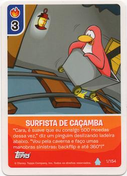 2013 Topps Club Penguin Desafio Ninja #1/154 Surfista de Caçamba Front
