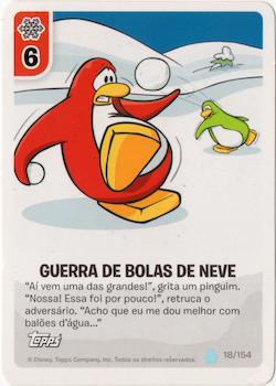 2013 Topps Club Penguin Desafio Ninja #18/154 Guerra de Bolas de Neve Front