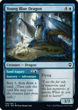 2022 Magic The Gathering Commander Legends: Battle for Baldur's Gate #106 Young Blue Dragon // Sand Augury Front