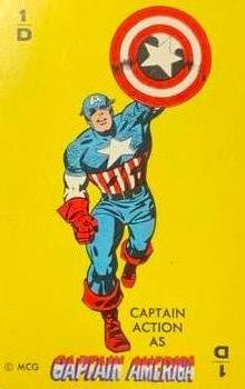 1967 Captain Action Card Game #1D Captain America Front