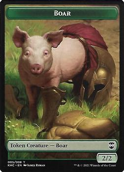 2021 Magic the Gathering Kaldheim Commander - Double Sided Tokens #005/008 / 004/023 Boar / Spirit Front