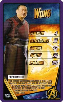 2018 Top Trumps Marvel Avengers Infinity War #NNO Wong Front