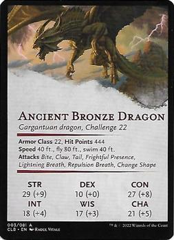 2022 Magic The Gathering Commander Legends: Battle for Baldur's Gate - Art Series Gold Signature #003 Ancient Bronze Dragon Back