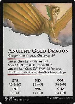 2022 Magic The Gathering Commander Legends: Battle for Baldur's Gate - Art Series Gold Signature #005 Ancient Gold Dragon Back
