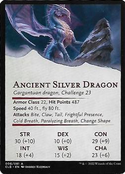 2022 Magic The Gathering Commander Legends: Battle for Baldur's Gate - Art Series Gold Signature #006 Ancient Silver Dragon Back