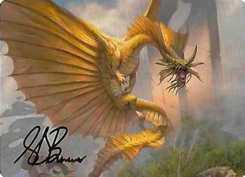 2022 Magic The Gathering Commander Legends: Battle for Baldur's Gate - Art Series Gold Signature #028 Ancient Gold Dragon Front