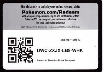 2022 Pokemon Sword & Shield Silver Tempest #NNO Pokemon Live Online Redemption Back