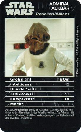 2004 Top Trumps Star Wars Episodes IV-VI (German) #NNO Admiral Ackbar Front