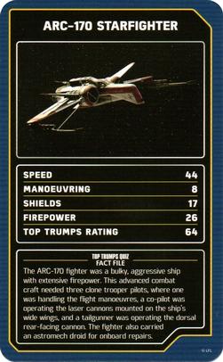 2022 Top Trumps Specials Star Wars Starships #NNO ARC-170 Starfighter Front