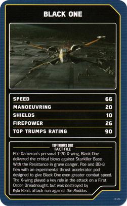 2022 Top Trumps Specials Star Wars Starships #NNO Black One Front