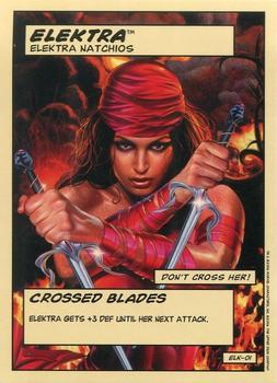 2006 Upper Deck Entertainment Marvel Legends Showdown Power Cards #ELK-01 Elektra (Crossed Blades) Front