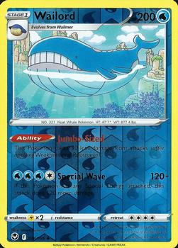 2022 Pokemon Sword & Shield Silver Tempest - Reverse Holo #038/195 Wailord Front