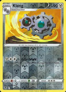 2022 Pokemon Sword & Shield Silver Tempest - Reverse Holo #124/195 Klang Front