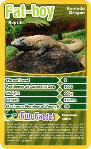 2007 Top Trumps Australia Zoo 30 of the Zoo's Wildest Animals #NNO Fat-Boy : Komodo Dragon Front