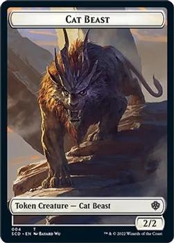 2022 Magic The Gathering Starter Commander Decks - Double Sided Tokens #004/021 Cat Beast / Elf Warrior Front