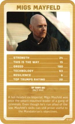 2021 Top Trumps Limited Editions Star Wars The Mandalorian #NNO Migs Mayfeld Front