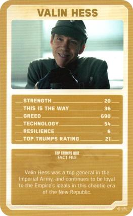 2021 Top Trumps Limited Editions Star Wars The Mandalorian #NNO Valin Hess Front