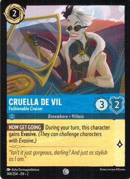 2023 Disney Lorcana TCG: Rise of the Floodborn #144/204 Cruella De Vil - Fashionable Cruiser Front