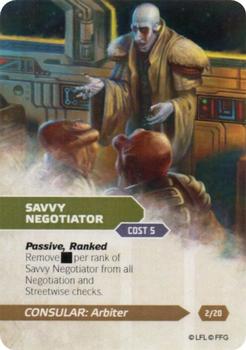 2015 Fantasy Flight Games Star Wars Force and Destiny Specialization Deck Consular Arbiter #2/20 Savvy Negotiator Front