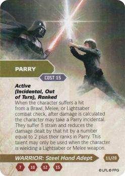 2015 Fantasy Flight Games Star Wars Force and Destiny Specialization Deck Warrior Steel Hand Adept #11/20 Parry Front