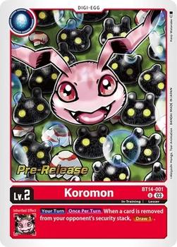 2023 Digimon Blast Ace - Pre-Release #BT14-001 Koromon Front