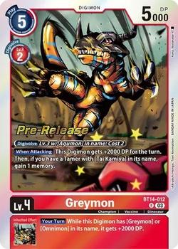 2023 Digimon Blast Ace - Pre-Release #BT14-012 Greymon Front