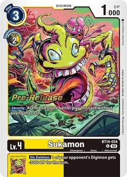 2023 Digimon Blast Ace - Pre-Release #BT14-034 Sukamon Front