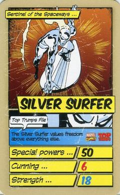 2014 Top Trumps Marvel Who Is The Mightiest? Minis #NNO Silver Surfer Front