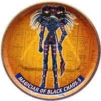 1996 Yu-Gi-Oh! Cheetos Metal Tazo #5 Magician of Black Chaos Front
