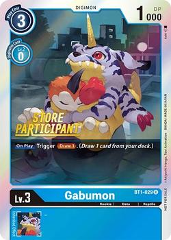 2021 Digimon Store Championship Participation Pack #BT1-029 Gabumon Front