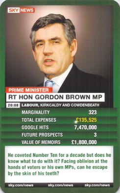 2008 Top Trumps Sky Politicos Conference #NNO Rt. Hon. Gordon Brown MP Front