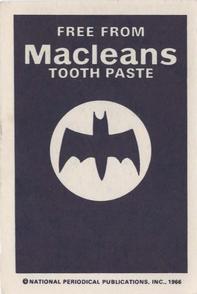 1966 Macleans Tooth Paste Batman #2 Mr. Freeze Back