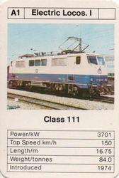 1979 Ace Maxi-Mini Trumps German Locomotives #A1 Class 111 Front